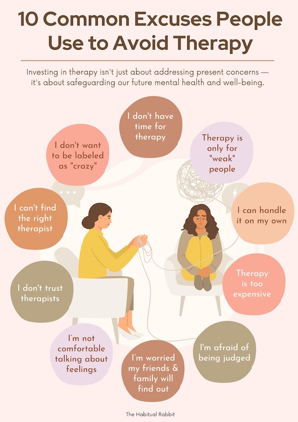 Common excuses people use to avoid therapy